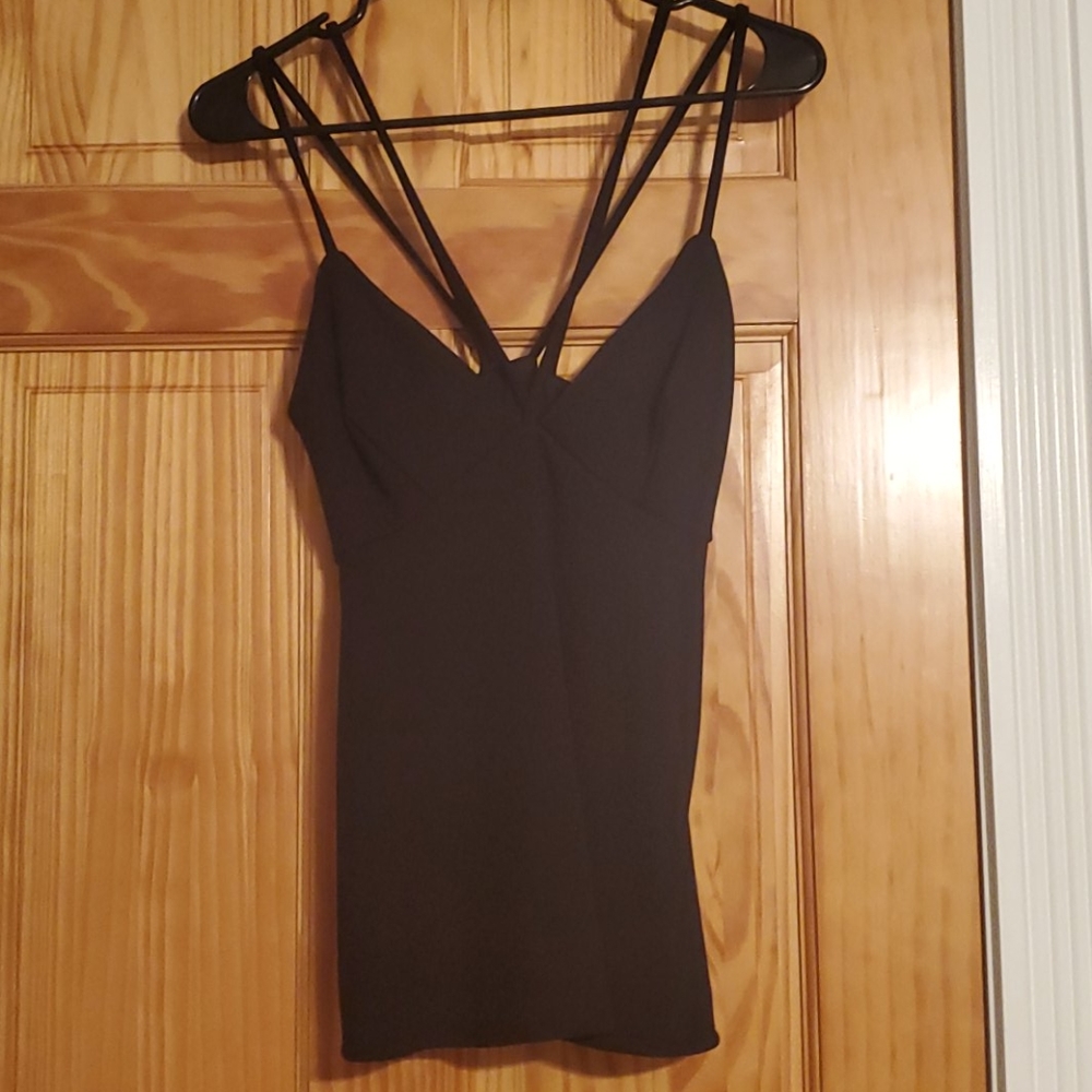 Women’s Black Strappy V-Neck Tank Top